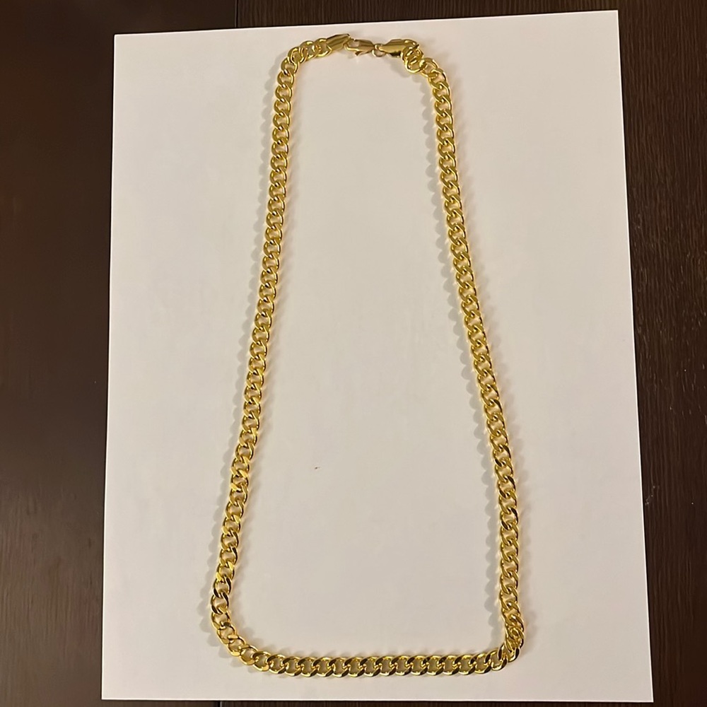 24 inch Cuban link necklace, gold plated.